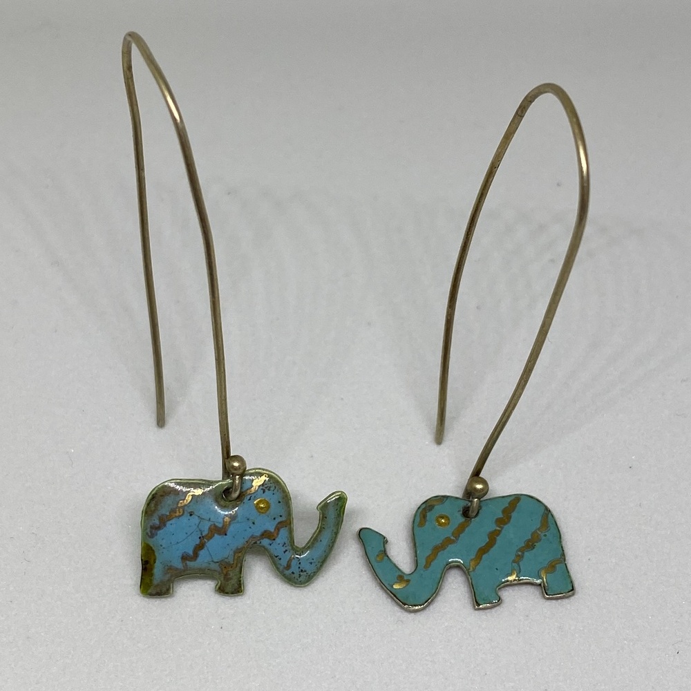 Enamel Elephant Earrings